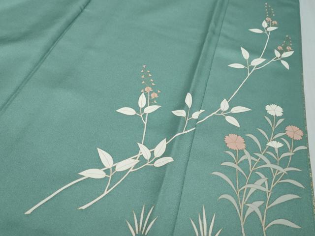平和屋着物●訪問着　刺繍　草花文　金彩　正絹　逸品　DABI9049ud