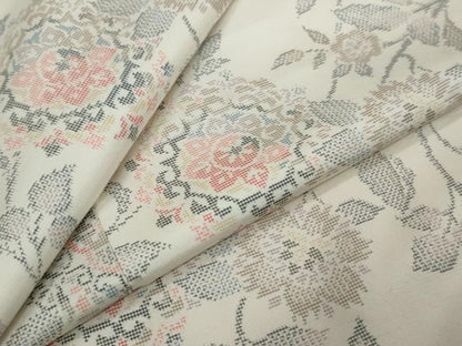 平和屋着物●本場村山大島紬　更紗花文　正絹　逸品　DABI9051ud