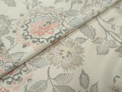 平和屋着物●本場村山大島紬　更紗花文　正絹　逸品　DABI9051ud