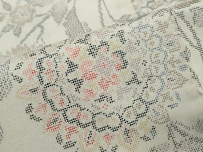 平和屋着物●本場村山大島紬　更紗花文　正絹　逸品　DABI9051ud