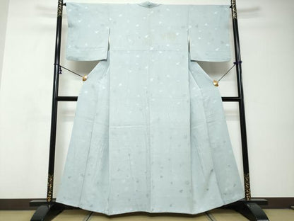 平和屋着物●上質な色無地　舞葉地紋　空色　正絹　逸品　DABI9054ud