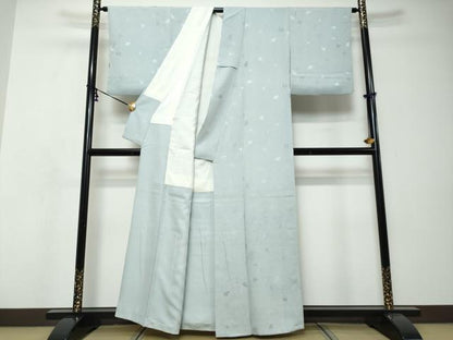 平和屋着物●上質な色無地　舞葉地紋　空色　正絹　逸品　DABI9054ud