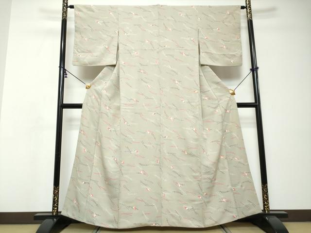 平和屋着物●上質な小紋　敷松葉扇面文　金彩　正絹　逸品　DABI9058ud