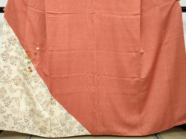 平和屋着物●訪問着　刺繍　草花文　金糸　正絹　逸品　未使用　DABI9059ud