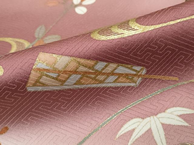 平和屋着物●訪問着　駒刺繍　流水草花文　暈し染め　金彩　正絹　逸品　DABI9061ud