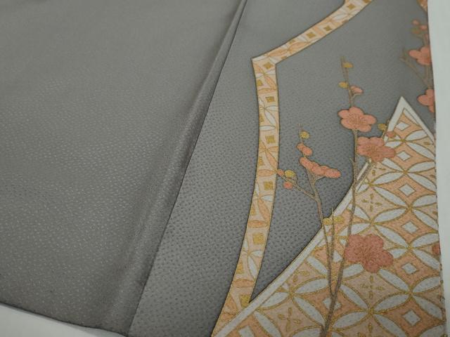 平和屋着物●訪問着　駒刺繍　流水草花文　暈し染め　金彩　正絹　逸品　DABI9061ud