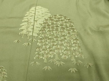 平和屋着物●訪問着　総刺繍　松竹梅　金糸　正絹　逸品　DABI9062ud