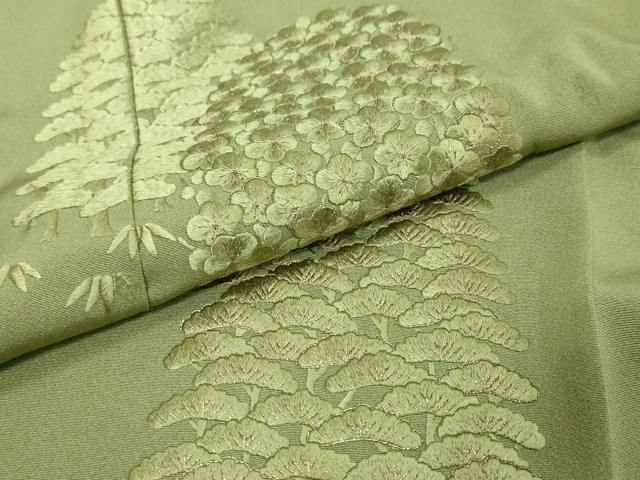 平和屋着物●訪問着　総刺繍　松竹梅　金糸　正絹　逸品　DABI9062ud
