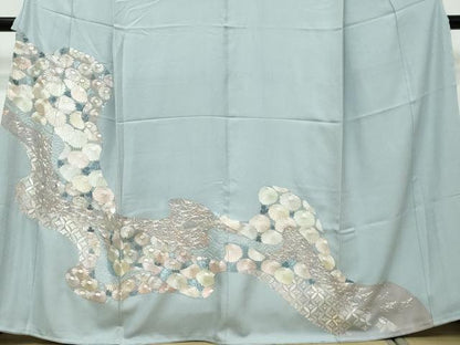 平和屋着物●豪華色留袖　総刺繍　道長草花文　正絹　逸品　DABI9063ud