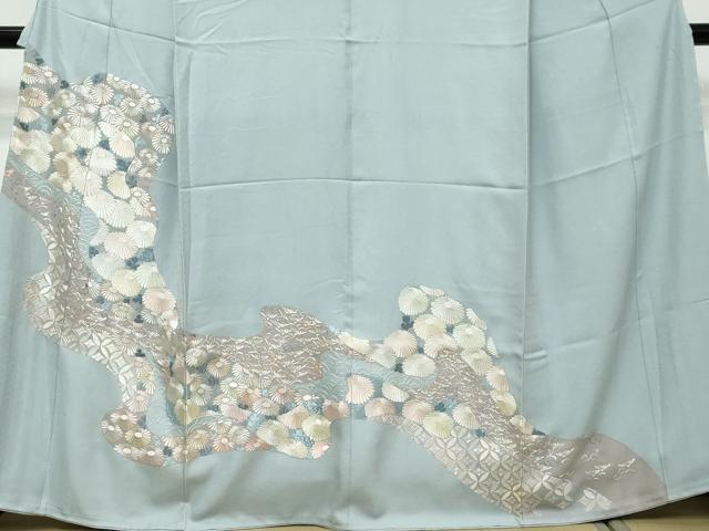 平和屋着物●豪華色留袖　総刺繍　道長草花文　正絹　逸品　DABI9063ud