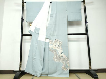 平和屋着物●豪華色留袖　総刺繍　道長草花文　正絹　逸品　DABI9063ud