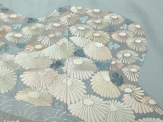 平和屋着物●豪華色留袖　総刺繍　道長草花文　正絹　逸品　DABI9063ud