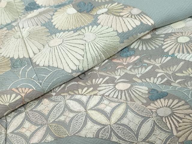 平和屋着物●豪華色留袖　総刺繍　道長草花文　正絹　逸品　DABI9063ud