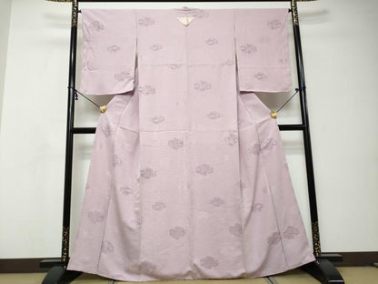 平和屋着物●上質な小紋　吉祥地紋　淡紅藤色　正絹　逸品　DABI9067ud