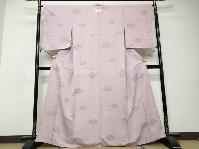 平和屋着物●上質な小紋　吉祥地紋　淡紅藤色　正絹　逸品　DABI9067ud