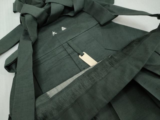 平和屋着物●男性　馬乗り袴　紬地　手おり草木染　藍海松茶色　正絹　逸品　DABI9073ud