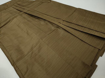 平和屋着物●男性　馬乗り袴　紬地　柴染色　正絹　逸品　DABI9077ud
