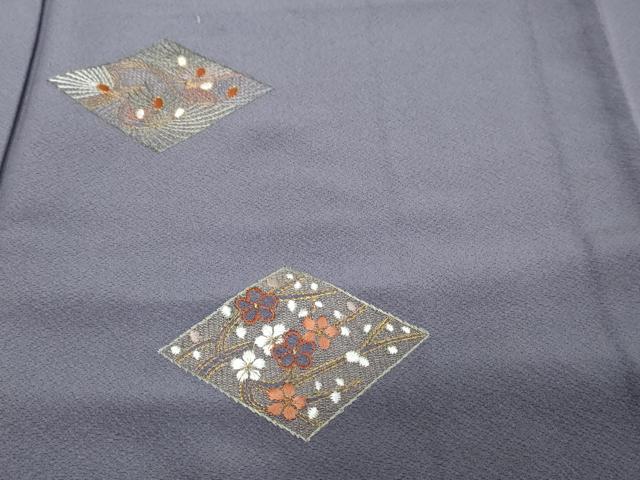 平和屋着物●訪問着　作家物　総刺繍　菱草花文　金糸　正絹　逸品　DABI9085ud
