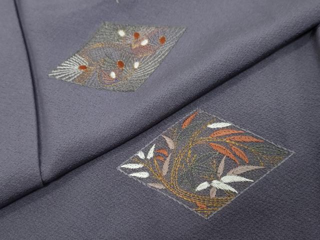 平和屋着物●訪問着　作家物　総刺繍　菱草花文　金糸　正絹　逸品　DABI9085ud