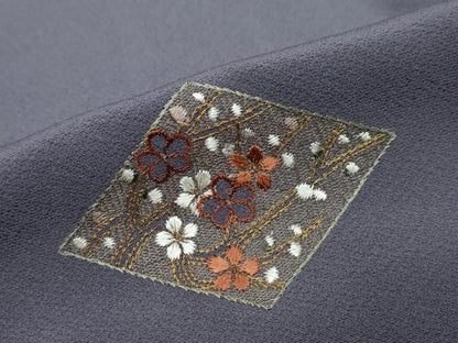 平和屋着物●訪問着　作家物　総刺繍　菱草花文　金糸　正絹　逸品　DABI9085ud