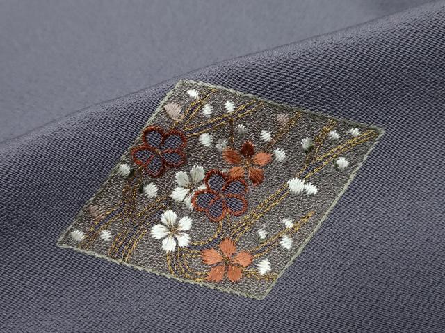 平和屋着物●訪問着　作家物　総刺繍　菱草花文　金糸　正絹　逸品　DABI9085ud