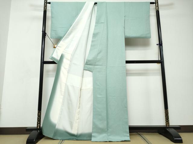 平和屋着物●上質な色無地　干割れ地紋　湊鼠色　正絹　逸品　DABI9086ud