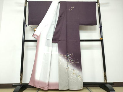 平和屋着物●和紙染染色作家・植村彩弘　訪問着　草花籬文　暈し染め　金彩　やまと誂製　正絹　逸品　DABI9087ud