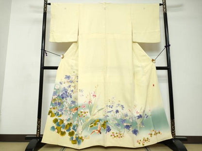 平和屋着物●本加賀友禅作家　浅野冨治男　色留袖　雀　草花文　暈し染め　正絹　逸品　DABI9095ud