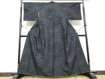 平和屋着物●結城紬　80亀甲　雲取り花文　正絹　逸品　DABI9097ud