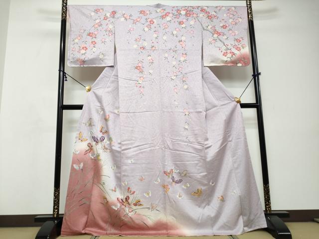 平和屋着物●訪問着　舞蝶文　暈し染め　金彩　正絹　逸品　DABI9101ud