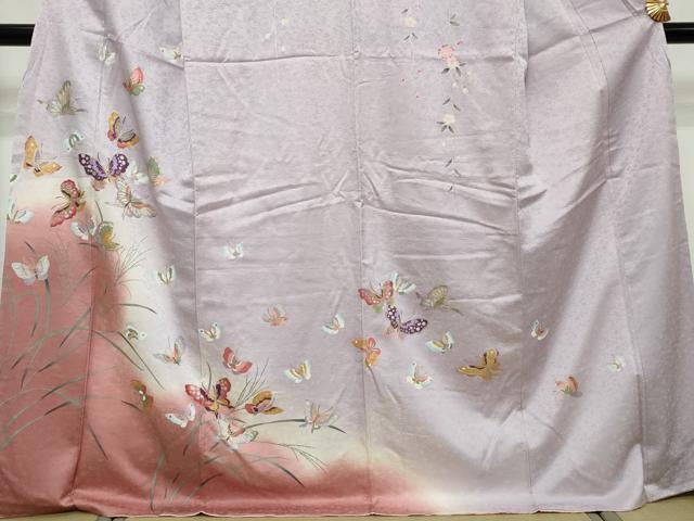 平和屋着物●訪問着　舞蝶文　暈し染め　金彩　正絹　逸品　DABI9101ud