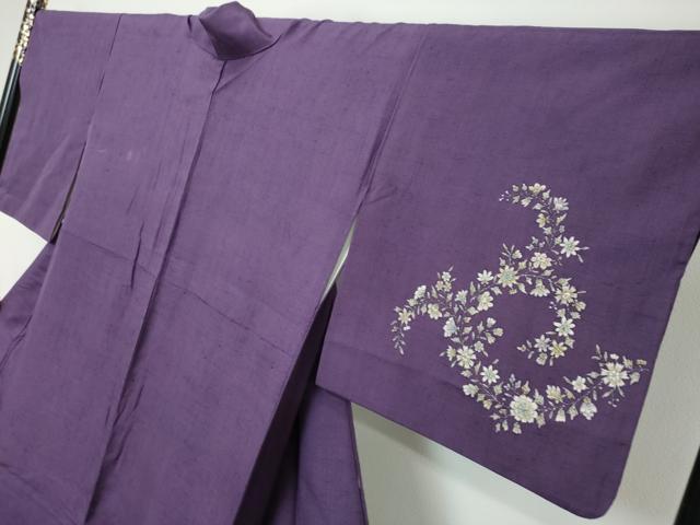 平和屋着物●訪問着　紬地　更紗花文　正絹　逸品　DABI9102ud