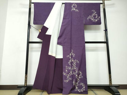 平和屋着物●訪問着　紬地　更紗花文　正絹　逸品　DABI9102ud