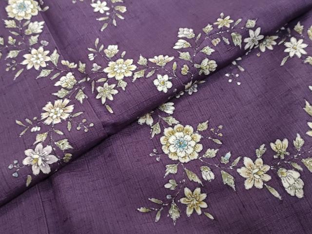 平和屋着物●訪問着　紬地　更紗花文　正絹　逸品　DABI9102ud