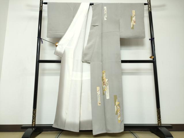 平和屋着物●訪問着　刺繍　短冊飛鶴花文　金彩　正絹　逸品　DABI9103ud