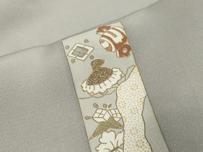 平和屋着物●訪問着　刺繍　短冊飛鶴花文　金彩　正絹　逸品　DABI9103ud