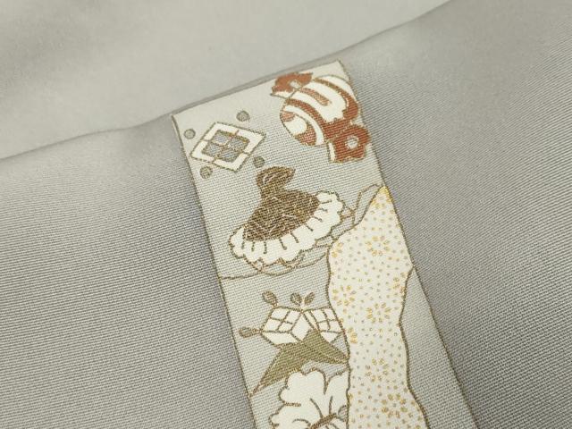 平和屋着物●訪問着　刺繍　短冊飛鶴花文　金彩　正絹　逸品　DABI9103ud