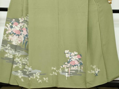 平和屋着物●豪華色留袖　花車文　金彩　正絹　逸品　DABI9105ud