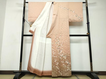 平和屋着物●訪問着　刺繍　枝花文　暈し染め　正絹　逸品　未使用　DABI9111ud