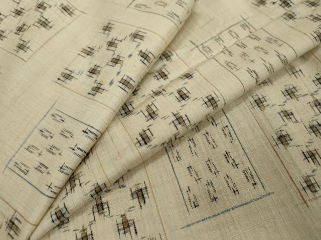 平和屋着物▼上質な紬　変わり格子文　正絹　逸品　DABI9112ud