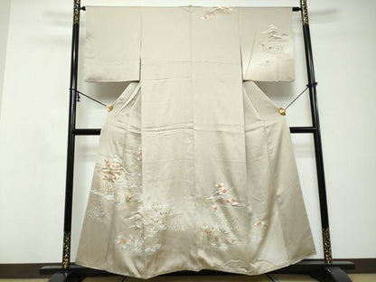 平和屋着物●訪問着　駒刺繍　風景草花文　暈し染め　金彩　鈴乃屋扱い　正絹　逸品　DABI9114ud