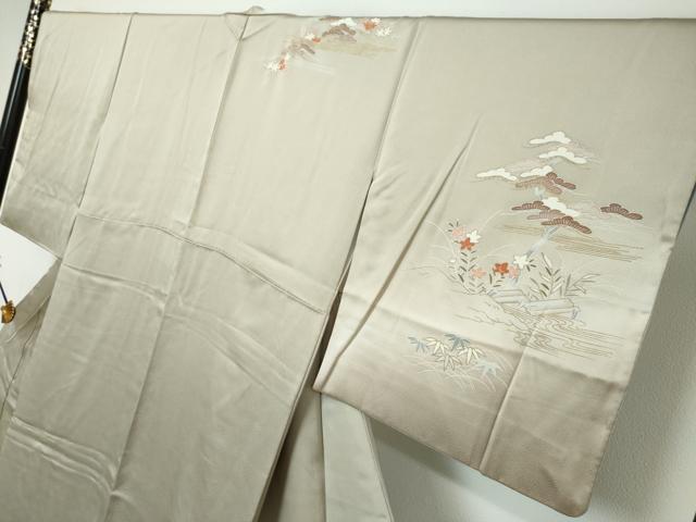 平和屋着物●訪問着　駒刺繍　風景草花文　暈し染め　金彩　鈴乃屋扱い　正絹　逸品　DABI9114ud
