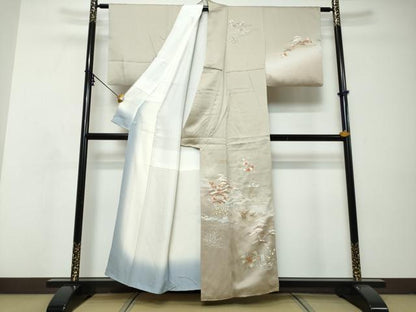 平和屋着物●訪問着　駒刺繍　風景草花文　暈し染め　金彩　鈴乃屋扱い　正絹　逸品　DABI9114ud