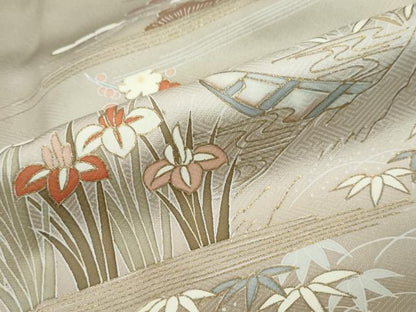 平和屋着物●訪問着　駒刺繍　風景草花文　暈し染め　金彩　鈴乃屋扱い　正絹　逸品　DABI9114ud