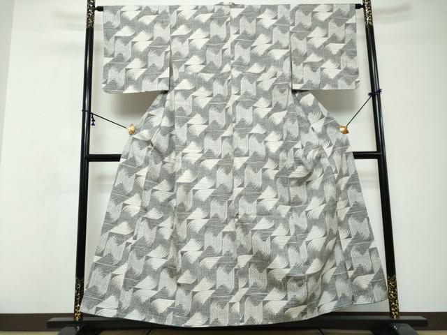 平和屋着物●上質な紬　幾何学文様　正絹　逸品　未使用　DABI9117ud