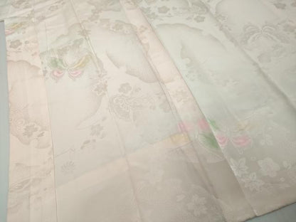 平和屋着物●長襦袢　無双仕立て　雪輪花蝶文　暈し染め　正絹　逸品　DABI9124ud