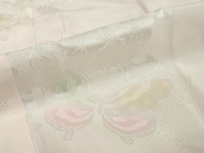 平和屋着物●長襦袢　無双仕立て　雪輪花蝶文　暈し染め　正絹　逸品　DABI9124ud
