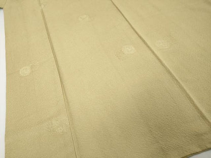平和屋着物●上質な色無地　草花丸地紋　抹茶色　正絹　逸品　DABI9130ud