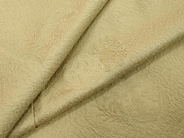 平和屋着物●上質な色無地　草花丸地紋　抹茶色　正絹　逸品　DABI9130ud