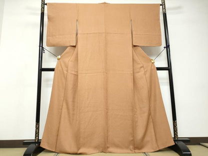 平和屋着物●上質な色無地　紋意匠　江戸茶色　正絹　逸品　DABI9133ud